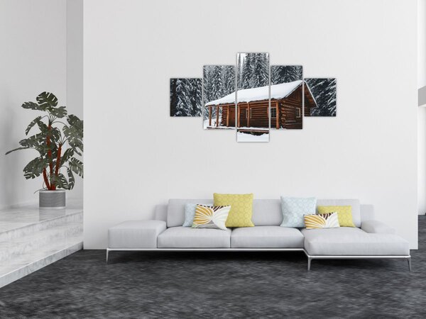 Obraz - Zasněžená chata (125x70 cm)