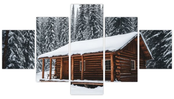 Obraz - Zasněžená chata (125x70 cm)