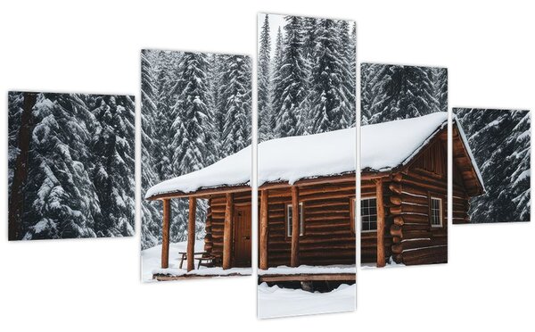 Obraz - Zasněžená chata (125x70 cm)