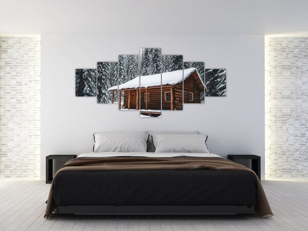 Obraz - Zasněžená chata (210x100 cm)