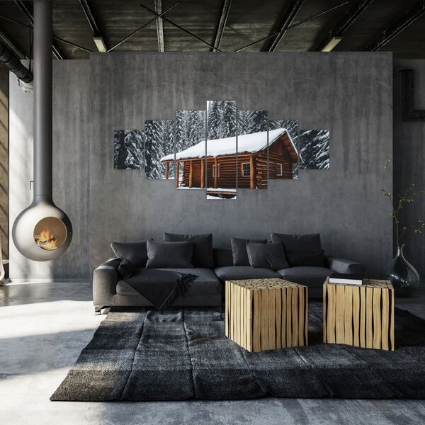 Obraz - Zasněžená chata (210x100 cm)