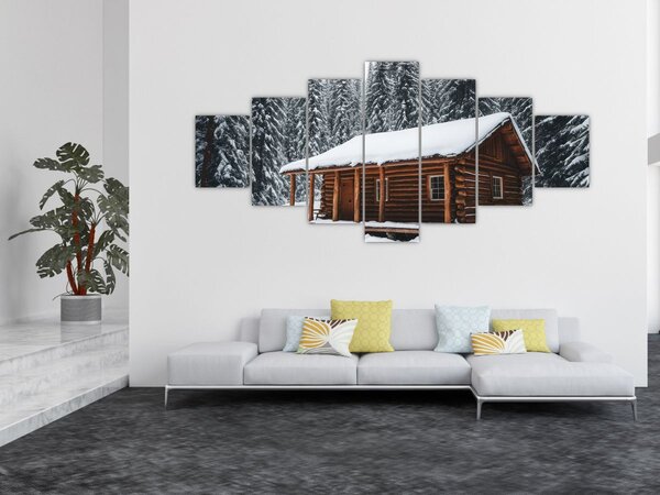 Obraz - Zasněžená chata (210x100 cm)