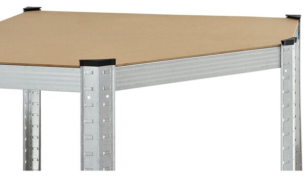 Juskys Rohový regál - 160x75x40-75 cm - stříbrný