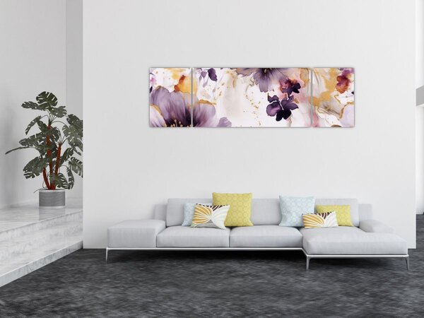 Obraz - Akvarelové květy (170x50 cm)