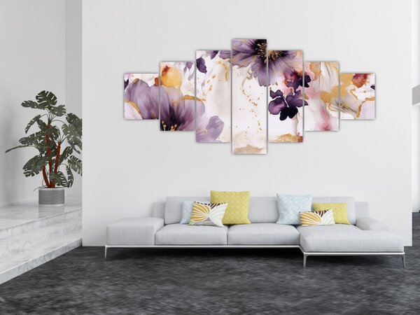 Obraz - Akvarelové květy (210x100 cm)
