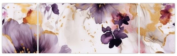 Obraz - Akvarelové květy (170x50 cm)