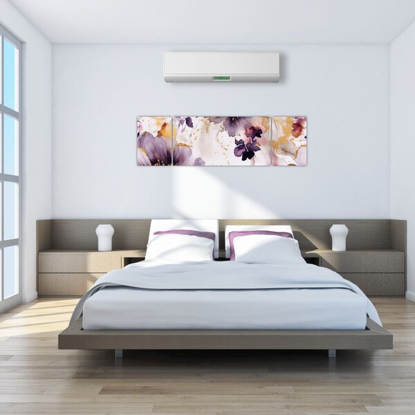 Obraz - Akvarelové květy (170x50 cm)