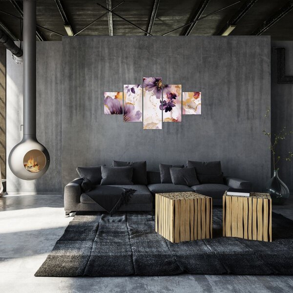 Obraz - Akvarelové květy (125x70 cm)