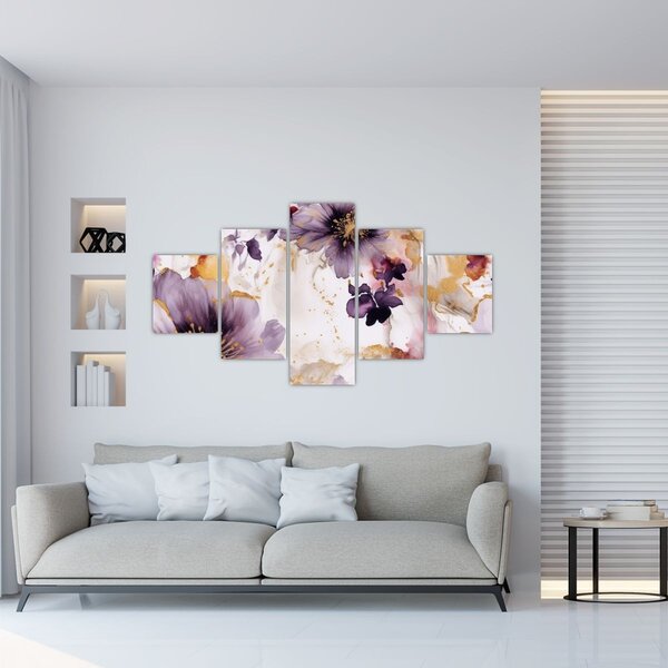 Obraz - Akvarelové květy (125x70 cm)