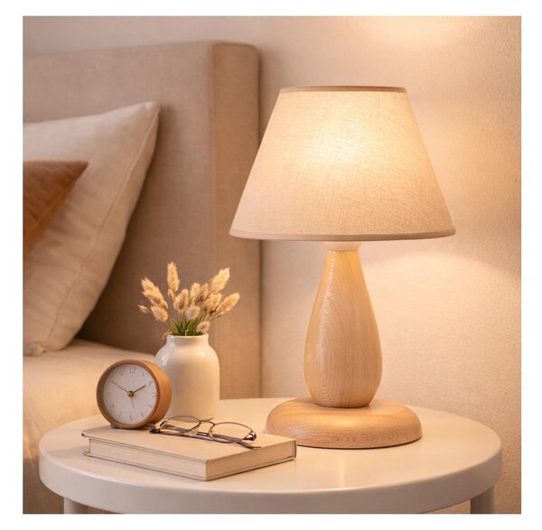 Stolní lampa PERA 1xE27/60W/230V béžová/buk