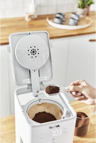 Tefal - Překapávací kávovar s LCD displejem SENSE 1000W/230V bílá