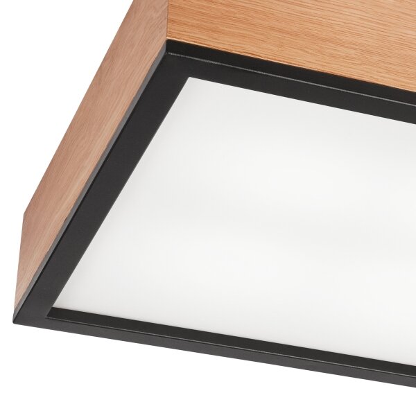 Stropní svítidlo OAK SQUARE 4xE27/15W/230V 39x39 cm dub/černá