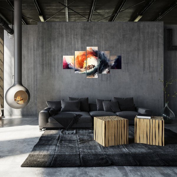 Obraz - Ve víru povodně, akvarel (125x70 cm)