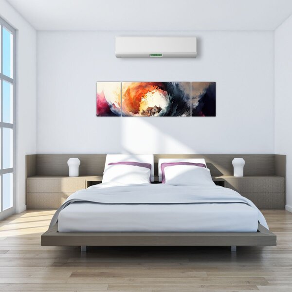 Obraz - Ve víru povodně, akvarel (170x50 cm)