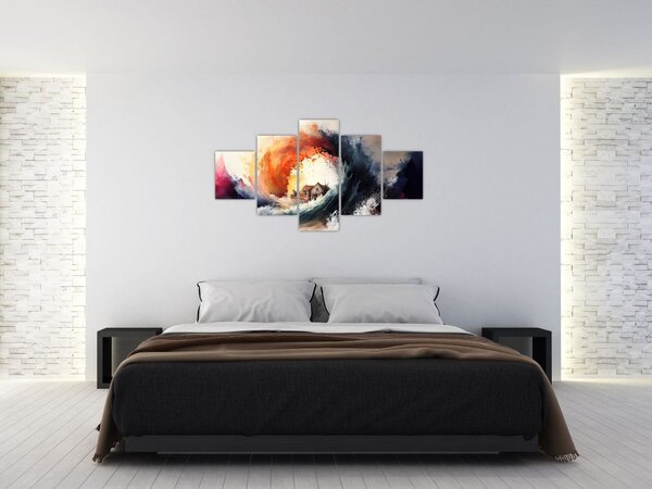 Obraz - Ve víru povodně, akvarel (125x70 cm)