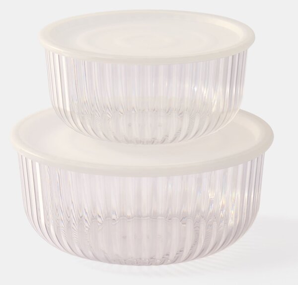 Sinsay - Žebrované nádoby na potraviny s průhlednými víčky 2 pack - clear