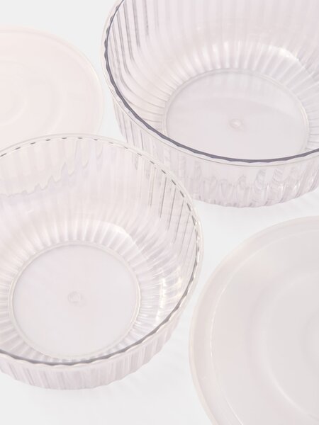 Sinsay - Žebrované nádoby na potraviny s průhlednými víčky 2 pack - clear