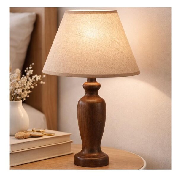 Stolní lampa AMFORA 1xE27/60W/230V tmavě hnědá/buk
