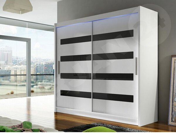 Skříň s posuvnými dveřmi London XI, Barva: černá, Osvětlení: bez osvětlení 5902928785517