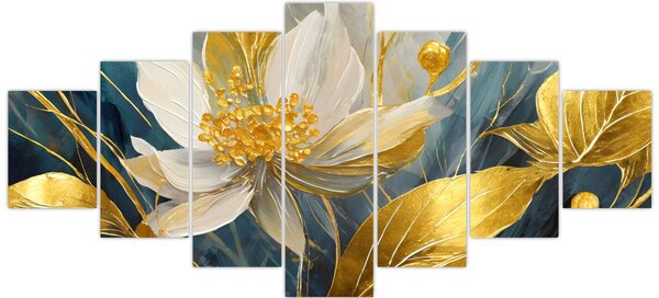 Obraz - Malba zlatých květin (210x100 cm)