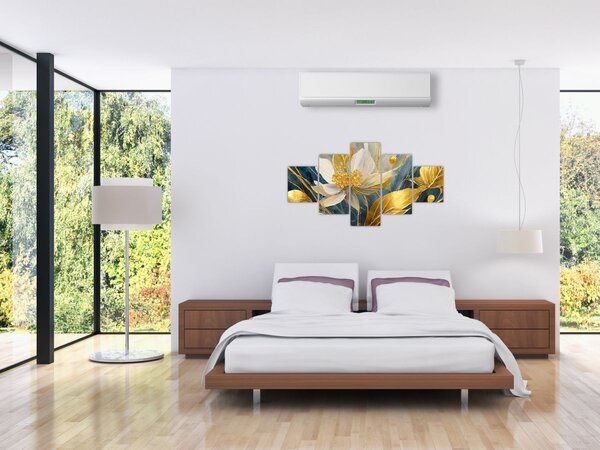 Obraz - Malba zlatých květin (125x70 cm)