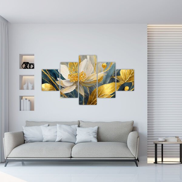 Obraz - Malba zlatých květin (125x70 cm)
