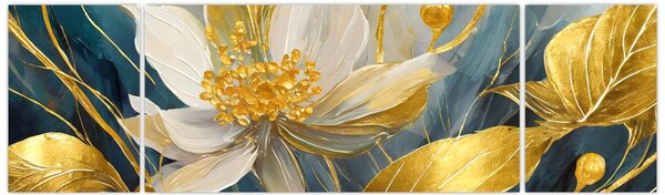 Obraz - Malba zlatých květin (170x50 cm)