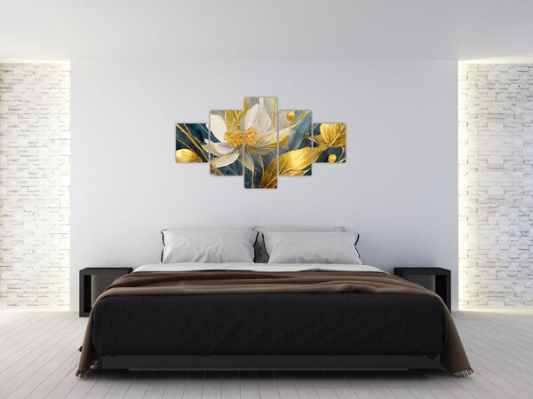 Obraz - Malba zlatých květin (125x70 cm)