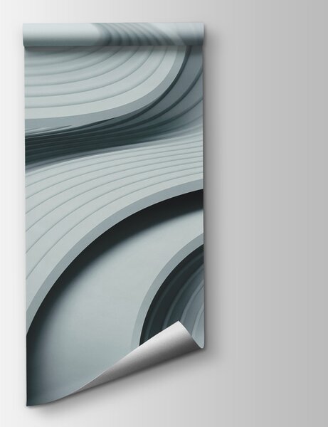 Fototapeta Bílé a šedé vlnovky, Geometrické 3D fototapety, Populární fototapety, w01147v3 - Tapeko.co.cz