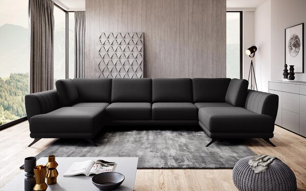 Rozkládací sedací souprava do U ALARION - černá 4