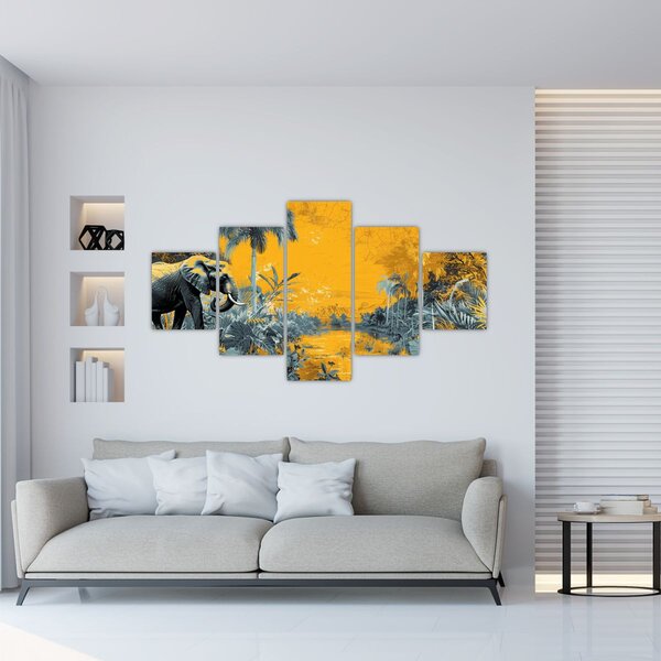 Obraz - Slon v přírodě (125x70 cm)