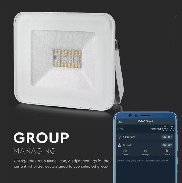 LED Chytrý stmívatelný RGB reflektor LED/20W/230V IP65 bílá