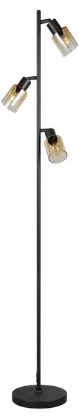 Stojací lampa CADIZ černá/jantarové sklo