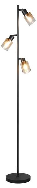 Stojací lampa CADIZ černá/jantarové sklo