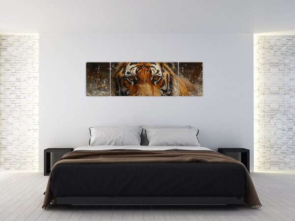 Obraz - Portrét tygra ve vodě (170x50 cm)