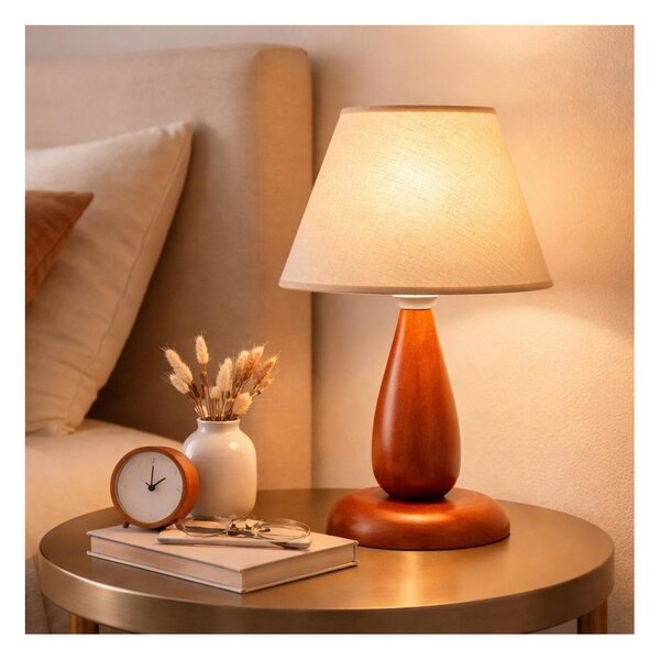 Stolní lampa PERA 1xE27/60W/230V hnědá/buk