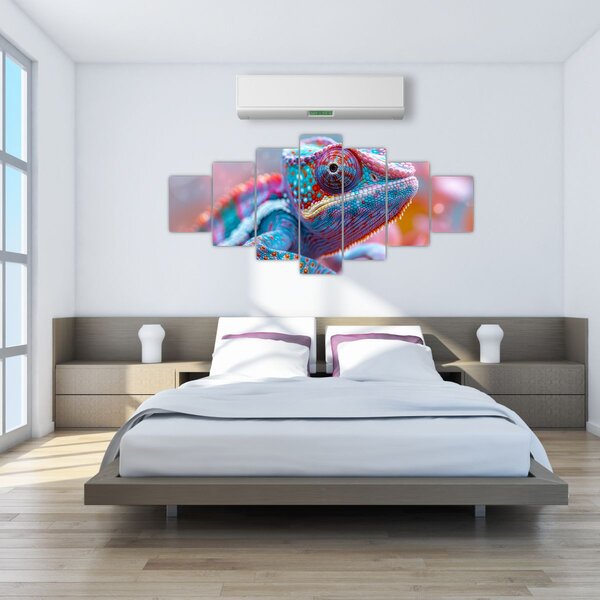 Obraz - Zbarvený chameleon (210x100 cm)