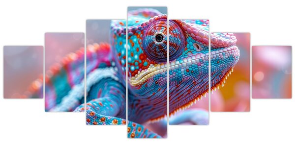 Obraz - Zbarvený chameleon (210x100 cm)