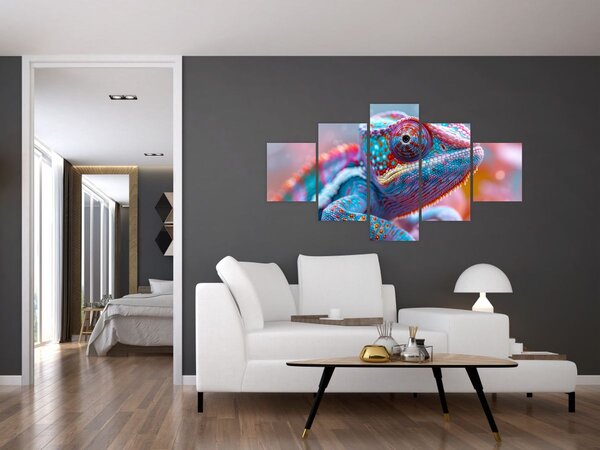 Obraz - Zbarvený chameleon (125x70 cm)