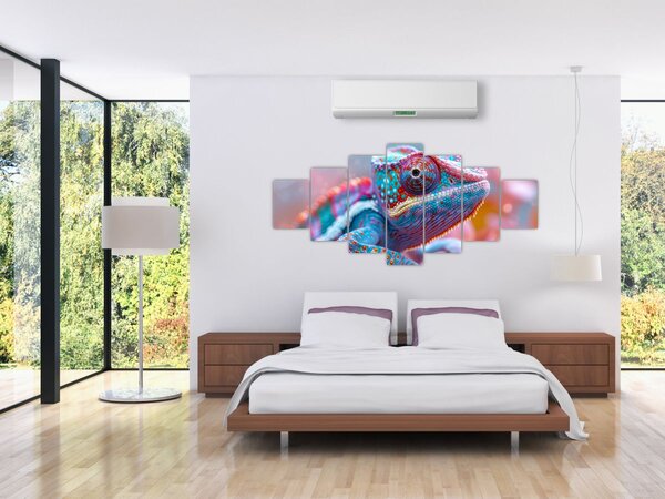 Obraz - Zbarvený chameleon (210x100 cm)