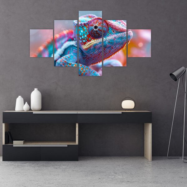 Obraz - Zbarvený chameleon (125x70 cm)