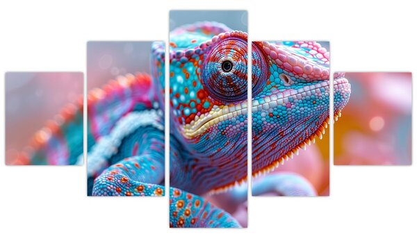 Obraz - Zbarvený chameleon (125x70 cm)