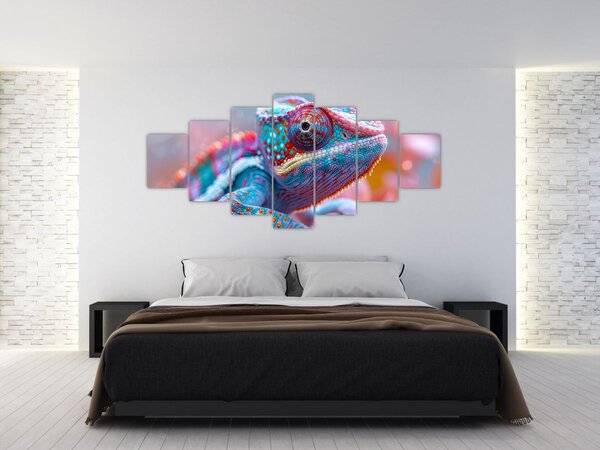 Obraz - Zbarvený chameleon (210x100 cm)