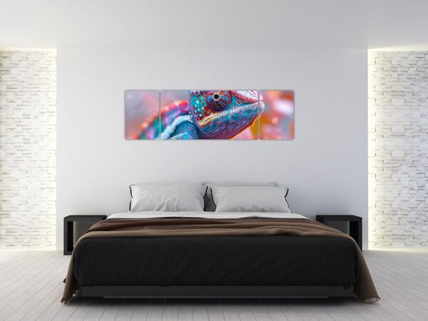 Obraz - Zbarvený chameleon (170x50 cm)