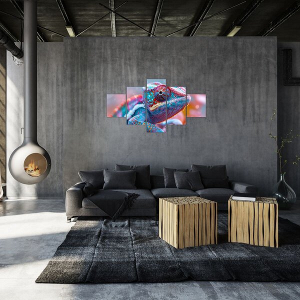 Obraz - Zbarvený chameleon (125x70 cm)