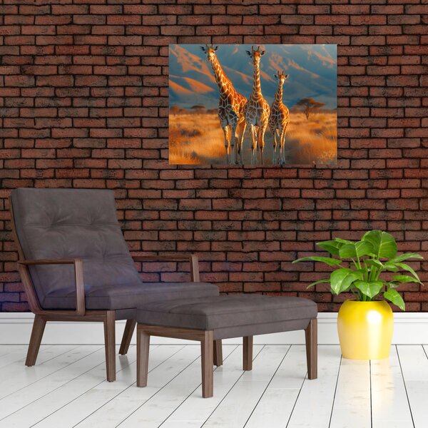 Obraz - Žirafy na pastvině (70x50 cm)