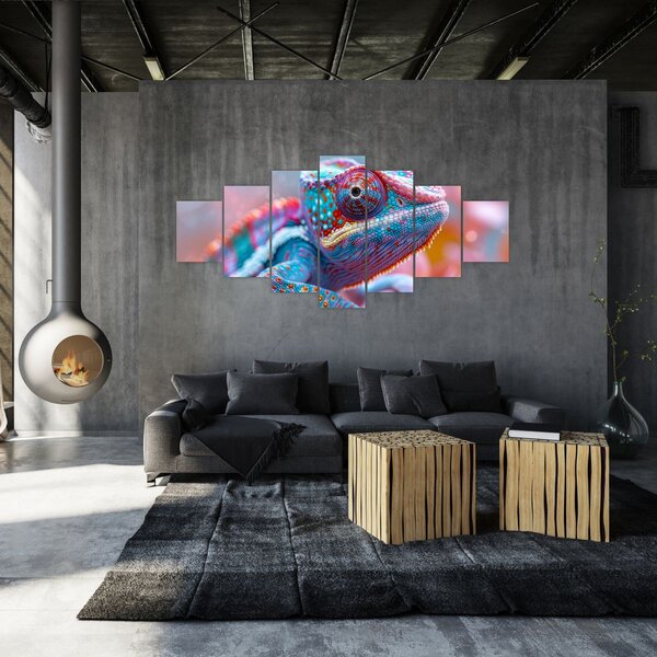 Obraz - Zbarvený chameleon (210x100 cm)