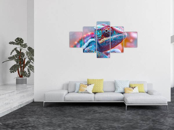 Obraz - Zbarvený chameleon (125x70 cm)