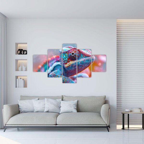 Obraz - Zbarvený chameleon (125x70 cm)