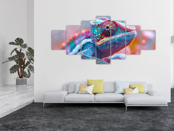 Obraz - Zbarvený chameleon (210x100 cm)